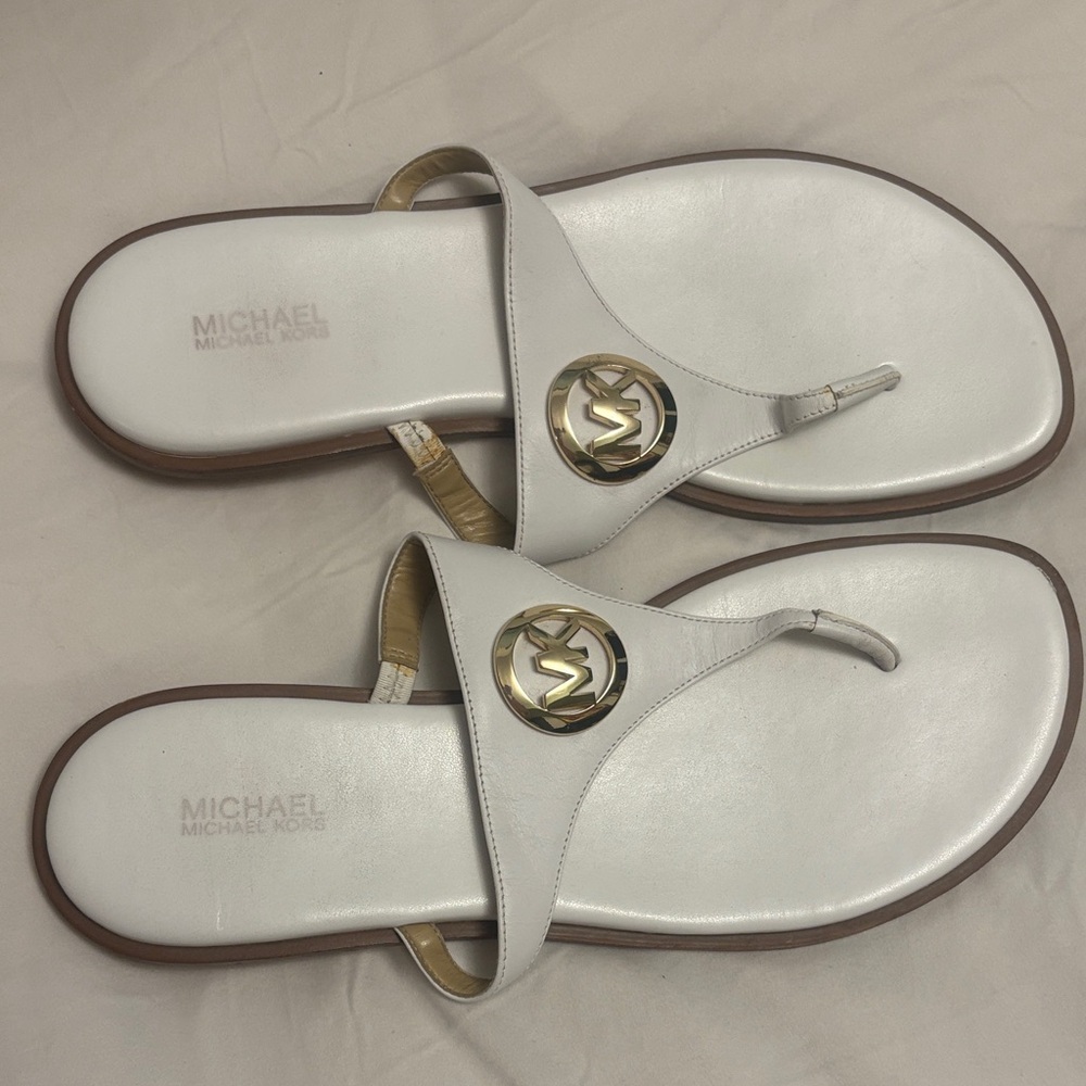 Michael Kors White and Gold Sandals